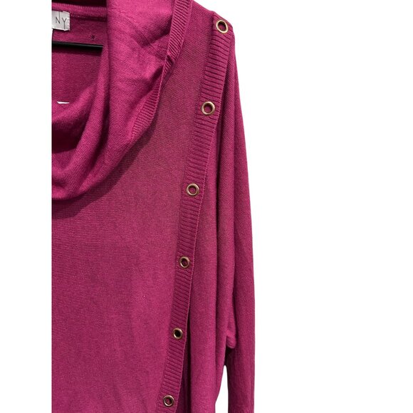 Birch NY NWT Womens Fuchsia Cowl Neck Pullover Sweater with Button Details SZ XL - Picture 4 of 10